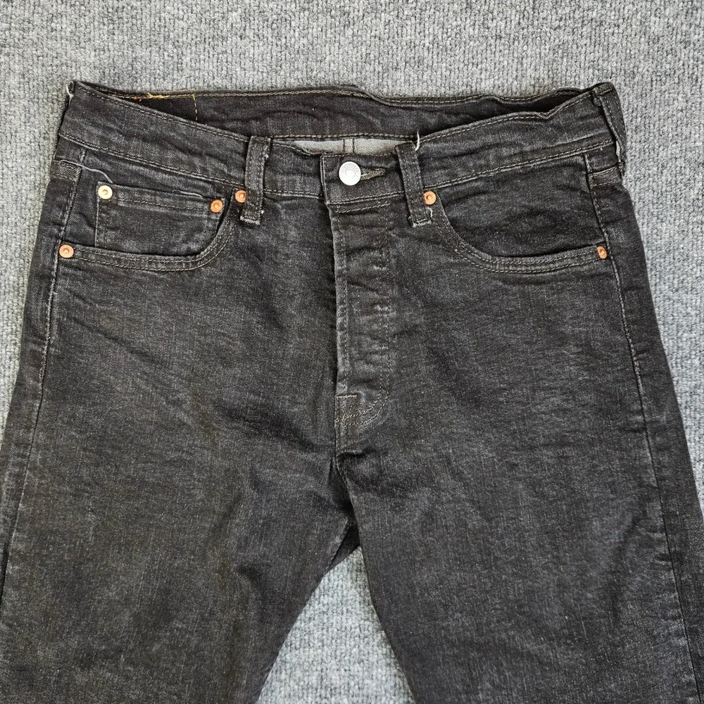 Levis 501 Jeans Mens 32x30(28) Black Dark Wash Button Fly Straight Leg Denim